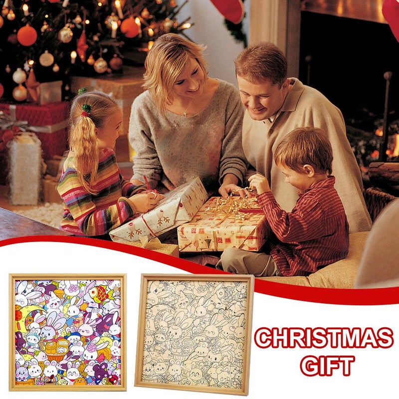 Handmade Wooden Rabbit Puzzle Set for Kids – 40 Pcs DIY Coloring Puzzle, Educational Wooden Toy, Safe & Eco-Friendly, Perfect Christmas Gift & Home Decoration (with pen) - Image 3